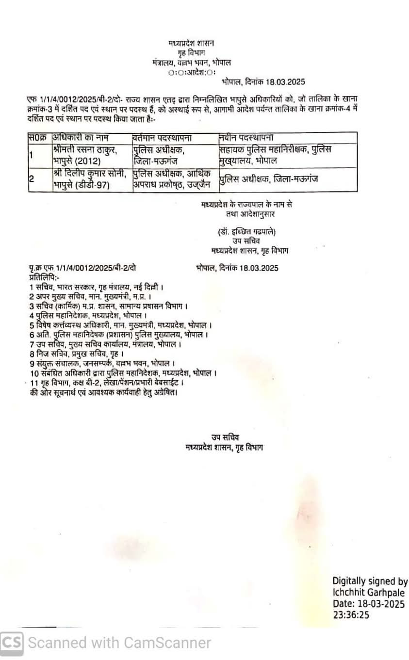 Mauganj News: आखिर बावलों के बाद मऊगंज बवाल में नप गईं पुलिस कप्तान रसना ठाकुर; जानिए
